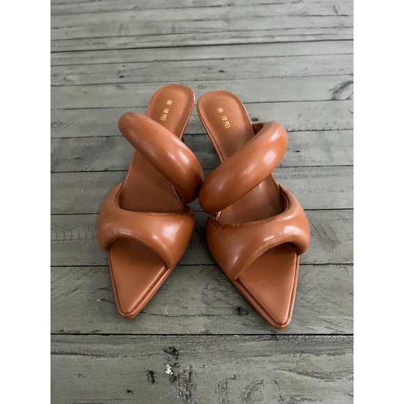 NEW JW PEI Sara Kitten Heel Mule - Caramel Brown Vegan Leather - Size 38 8 - Picture 7 of 14